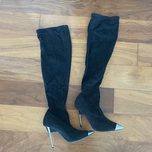 Bebe knee high velvet boots